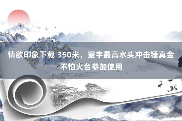 情欲印象下载 350米，寰宇最高水头冲击锤真金不怕火台参加使用