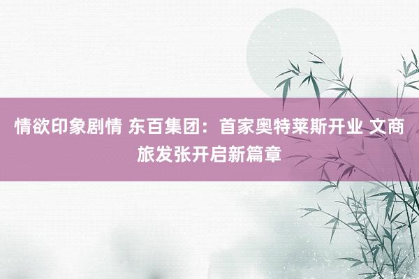 情欲印象剧情 东百集团：首家奥特莱斯开业 文商旅发张开启新篇章