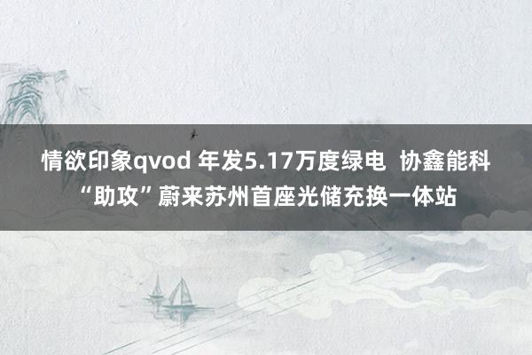 情欲印象qvod 年发5.17万度绿电  协鑫能科“助攻”蔚来苏州首座光储充换一体站
