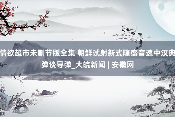 情欲超市未删节版全集 朝鲜试射新式隆盛音速中汉典弹谈导弹_大皖新闻 | 安徽网