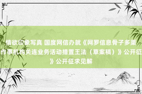 情欲印象写真 国度网信办就《网罗信息骨子多渠谈分发作事机构关连业务活动措置王法（草案稿）》公开征求见解