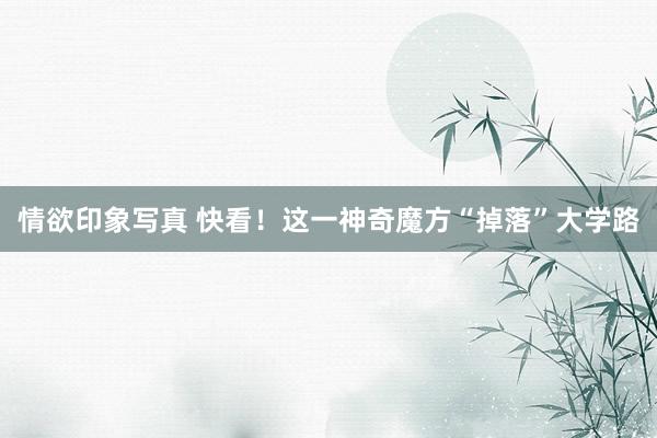 情欲印象写真 快看！这一神奇魔方“掉落”大学路
