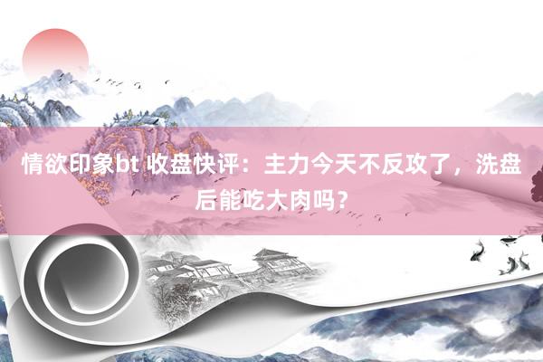 情欲印象bt 收盘快评：主力今天不反攻了，洗盘后能吃大肉吗？