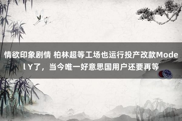 情欲印象剧情 柏林超等工场也运行投产改款Model Y了，当今唯一好意思国用户还要再等