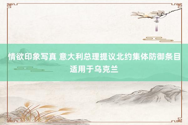 情欲印象写真 意大利总理提议北约集体防御条目适用于乌克兰
