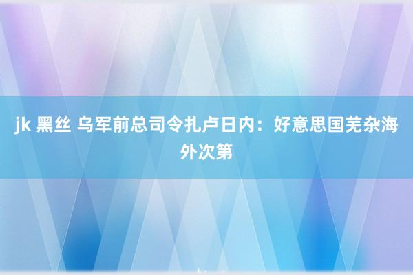 jk 黑丝 乌军前总司令扎卢日内：好意思国芜杂海外次第