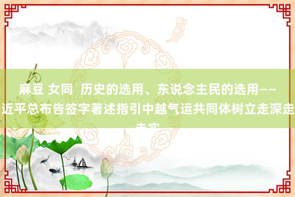 麻豆 女同  历史的选用、东说念主民的选用——习近平总布告签字著述指引中越气运共同体树立走深走实
