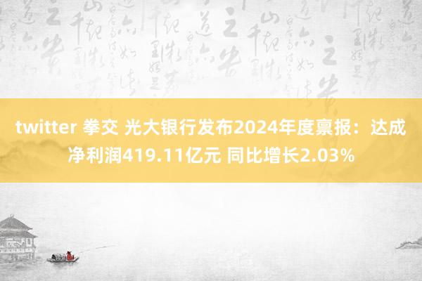 twitter 拳交 光大银行发布2024年度禀报：达成净利润419.11亿元 同比增长2.03%